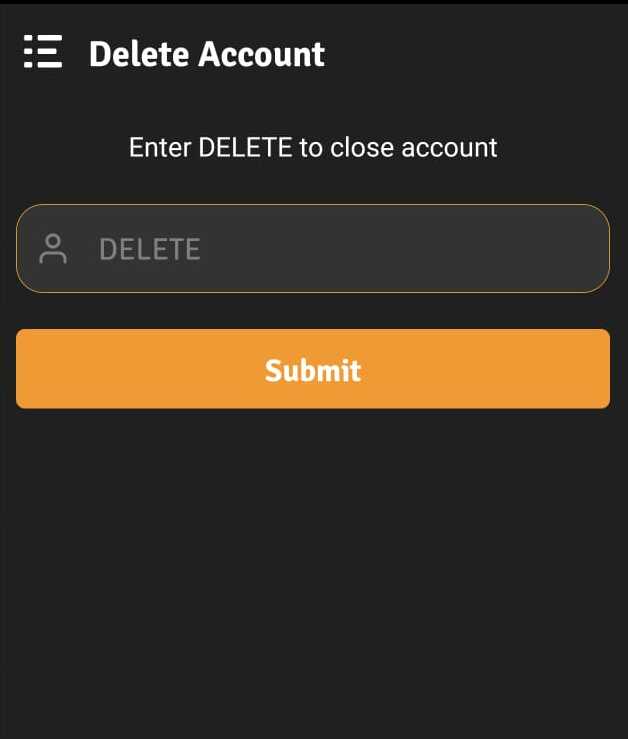 Delete account in Asli Bill app