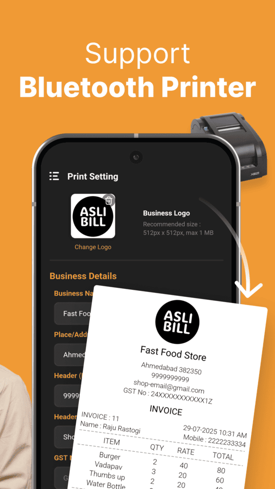 Bluetooth thermal receipt printing